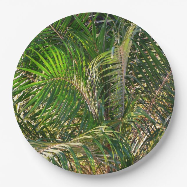 Sonnenuntergang Palm Fronds Tropical Pappteller (Vorderseite)
