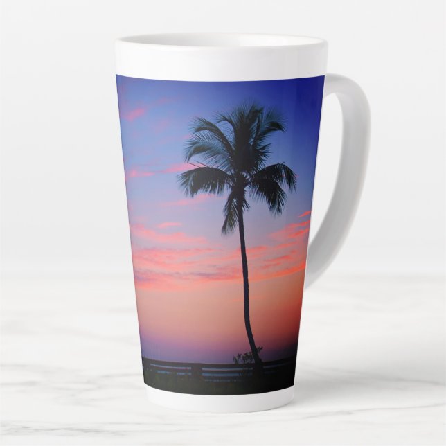 Sonnenuntergang Palme Latte Tasse (Rechte Ecke)