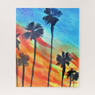 Sonnenuntergang Palme Puzzle Art Malerei