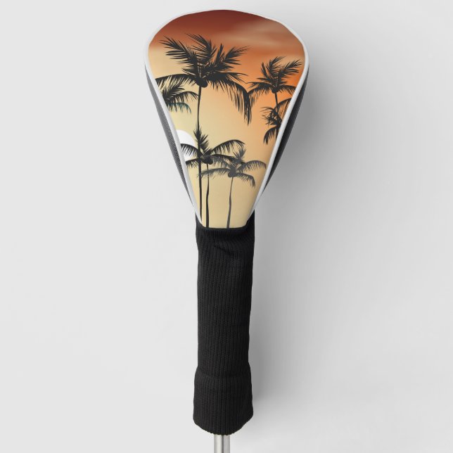 Sonnenuntergang Palmen Beach Sommer Golf Headcover (Vorderseite)