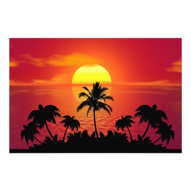Sonnenuntergang Palmen Silhouette-16515 Fotodruck (Vorne)