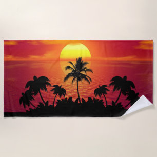 Sonnenuntergang Palmen Silhouette-16515 Strandtuch