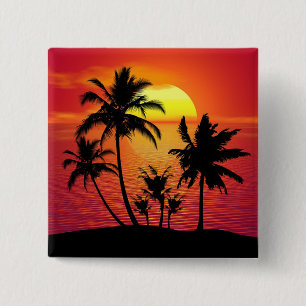 Sonnenuntergang Palmen Silhouette Design-65143 Button