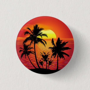 Sonnenuntergang Palmen Silhouette Design-65143 Button