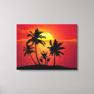 Sonnenuntergang Palmen Silhouette Design-65143 Leinwanddruck