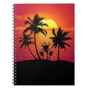 Sonnenuntergang Palmen Silhouette Design-65143 Notizblock