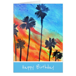 Sonnenuntergang Palmen Strand Surfart