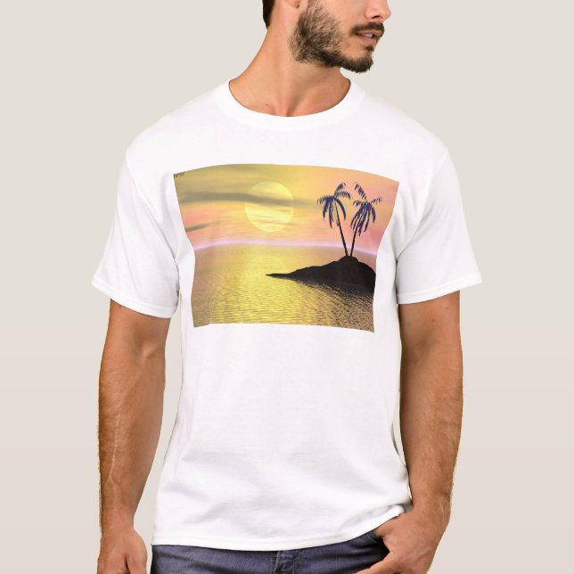 Sonnenuntergang Palmen T-Shirt (Vorderseite)