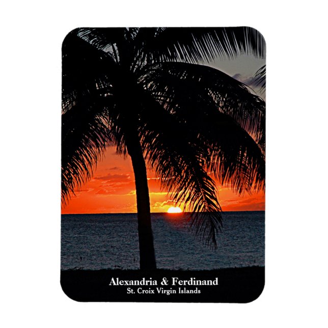 Sonnenuntergang Palmen Tree Ocean Beach personalis Magnet (Vertikal)