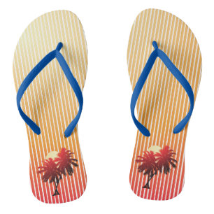 Sonnenuntergang Palmen Tropische Ferien Flip Flops