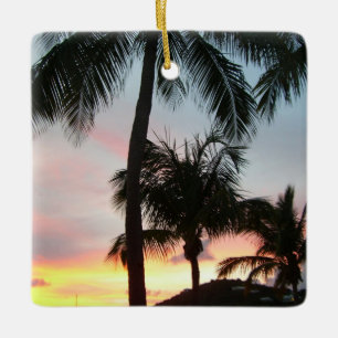 Sonnenuntergang Palmen tropische Landschaftsfotogr Keramikornament