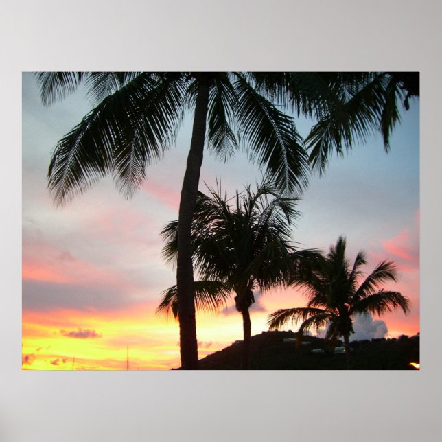 Sonnenuntergang Palmen tropische Landschaftsfotogr Poster (Vorne)