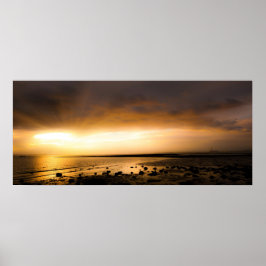 Sonnenuntergang Panoramawelt Meon Beach UK Poster