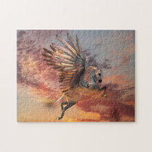 Sonnenuntergang-Pegasus-Pferdepuzzlespiel