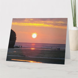 Sonnenuntergang, Perranporth Beach, Cornwall. Juli Dankeskarte