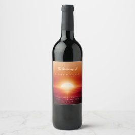 Sonnenuntergang personalisierte Hochzeit Weinetikett