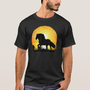 Sonnenuntergang Pferderasse Silhouette   Kaltblut T-Shirt