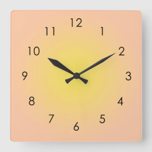 Sonnenuntergang Pfirsich Gelb Farbverlauf Ombre Au Quadratische Wanduhr