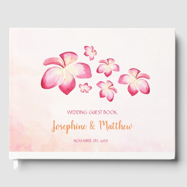 Sonnenuntergang Plumeria Wassercolor Hochzeit Gästebuch (Vorderseite)