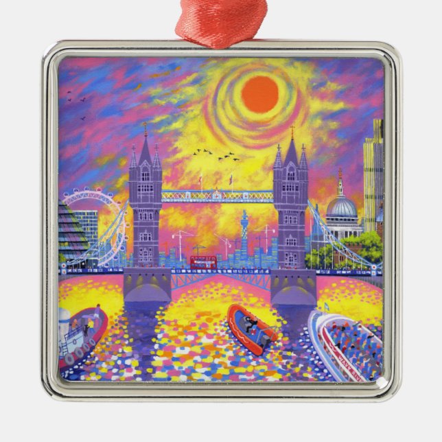 Sonnenuntergang: Pool von London 2013 Silbernes Ornament (Vorne)