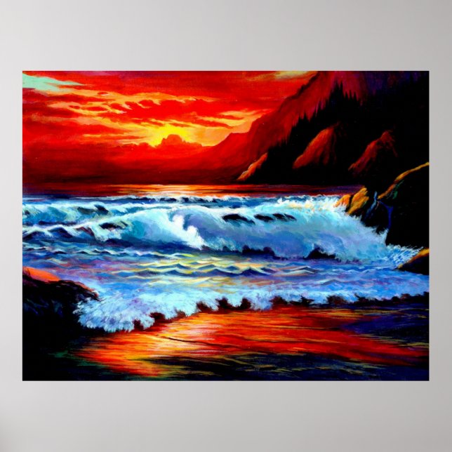 Sonnenuntergang-Poster mit gestrichenen Steinen Poster (Vorne)