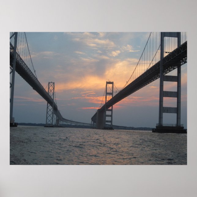 Sonnenuntergang-Poster von Chesapeake Bay Bridge Poster (Vorne)
