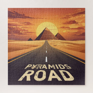 Sonnenuntergang Pyramiden Straße Ägypten Reise Kun