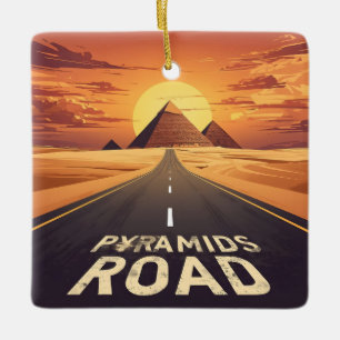 Sonnenuntergang Pyramiden Straße Ägypten Reise Kun Keramikornament