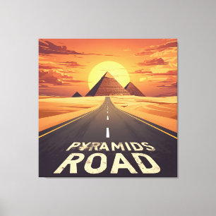 Sonnenuntergang Pyramiden Straße Ägypten Reise Kun Leinwanddruck