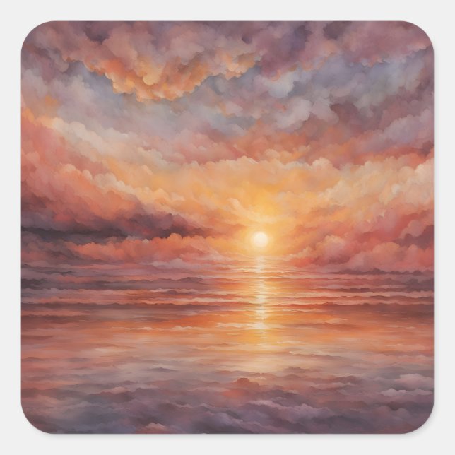 Sonnenuntergang Quadratischer Aufkleber (Vorderseite)