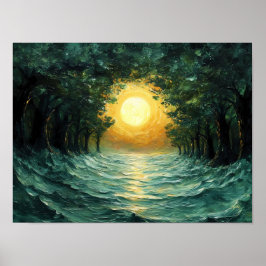 Sonnenuntergang Reflektion - Abstrakte goldene Son Poster