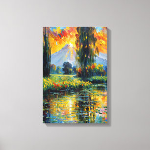 Sonnenuntergang Reflektion Lebhafte Landschaft Imp Leinwanddruck