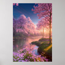Sonnenuntergang Reflektionen auf dem Cherry Blosso