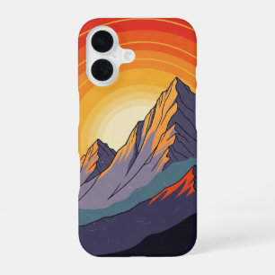Sonnenuntergang Retro auf dem Berg iPhone 16 Hülle