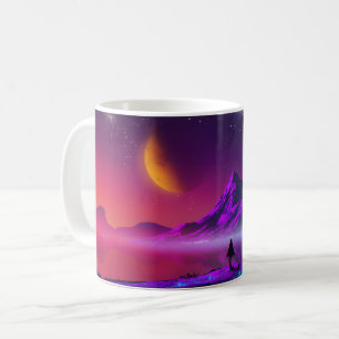 Sonnenuntergang retro scifi neon Synthwave Farben Kaffeetasse