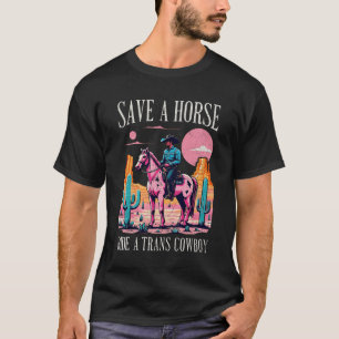 Sonnenuntergang Rette einen Reitausflug ein Trans T-Shirt