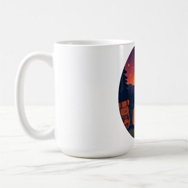 Sonnenuntergang: Romantische Camping Campfire Tass Kaffeetasse (Links)
