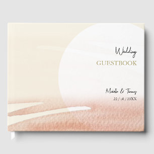 Sonnenuntergang Rosa Korallenrot Wasserfarbe Abstr Gästebuch