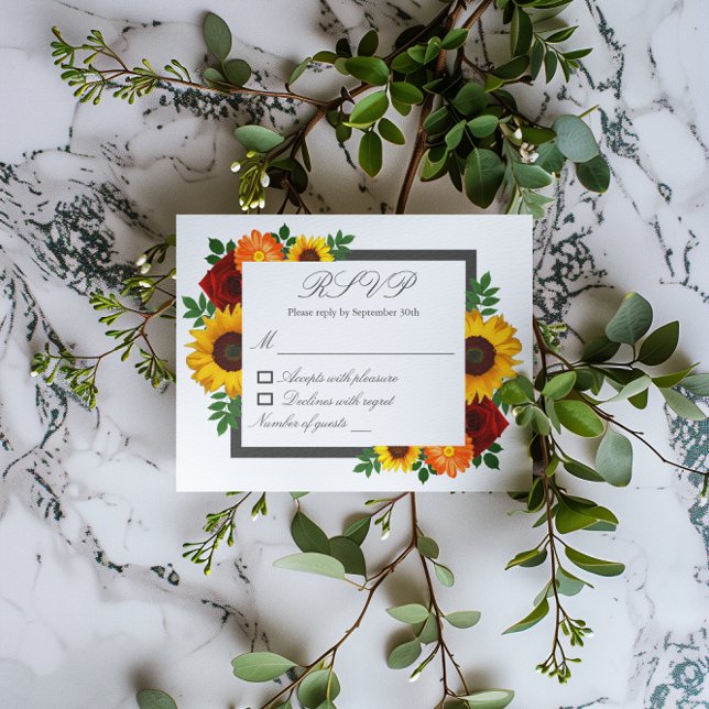 Sonnenuntergang Rose Blumenblume Hochzeit RSVP Karte (Von Creator hochgeladen)