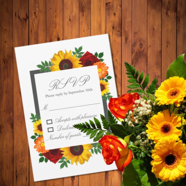 Sonnenuntergang Rose Blumenblume Hochzeit RSVP Karte (Von Creator hochgeladen)