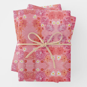 Sonnenuntergang Rose Blumenwackelpapier Geschenkpapier Set