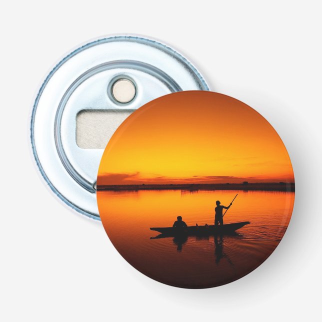 Sonnenuntergang, Ruderboot Silhouette-16497 Flaschenöffner (Vorderseite)