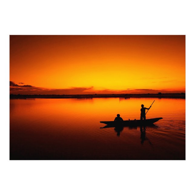 Sonnenuntergang, Ruderboot Silhouette-16497 Fotodruck (Vorne)