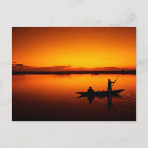 Sonnenuntergang, Ruderboot Silhouette-16497 Postkarte