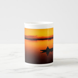 Sonnenuntergang, Ruderboot Silhouette-16497 Prozellantasse
