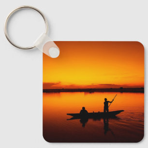 Sonnenuntergang, Ruderboot Silhouette-16497 Schlüsselanhänger