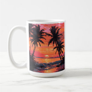 Sonnenuntergang Ruhe Strand Szene Kaffeetasse