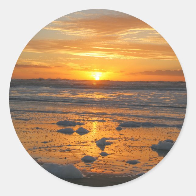 Sonnenuntergang Runder Aufkleber (Vorderseite)