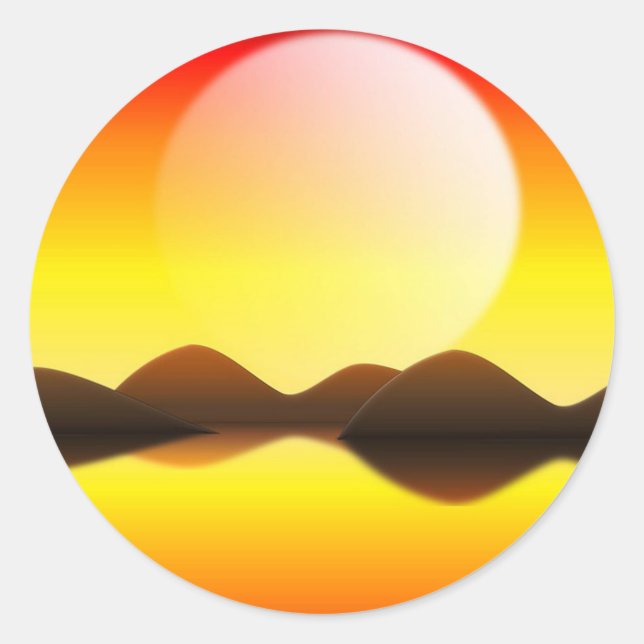 Sonnenuntergang Runder Aufkleber (Vorderseite)
