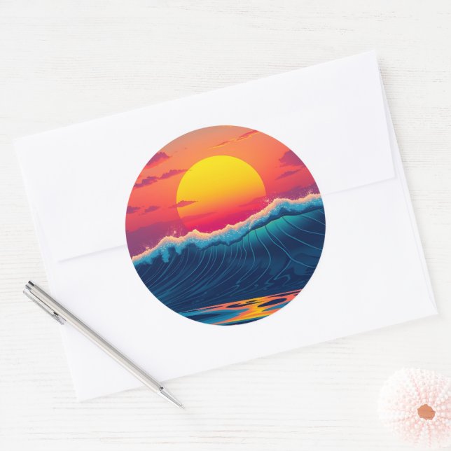 Sonnenuntergang Runder Aufkleber (Umschlag)